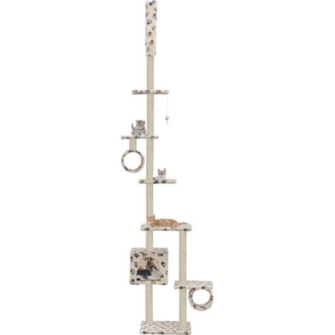 Katzenbaum mit Sisal-Kratzsäulen 260 cm Beige Pfoten-Muster vidaXL (1/5)