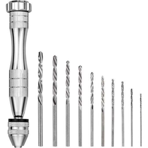 Mini-Handbohrmaschine mit 10 Mikro-Spiralbohrern (0,8–3 mm), Spiralbohrer, Mini-Handbohrer für Walnuss-, Bernstein- und Olivenholzmodelle (1/5)