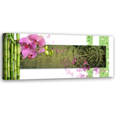 Tableau sur toile Orchidée et bambou 90x30 (1/5)