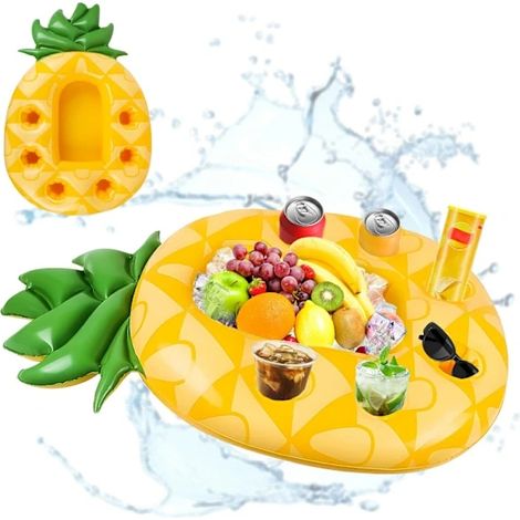 Porte-gobelet ananas gonflable QU, bar de piscine flottant, porte-boissons gonflable, plateau ananas gonflable, plateau flottant, piscine flottante (1/5)