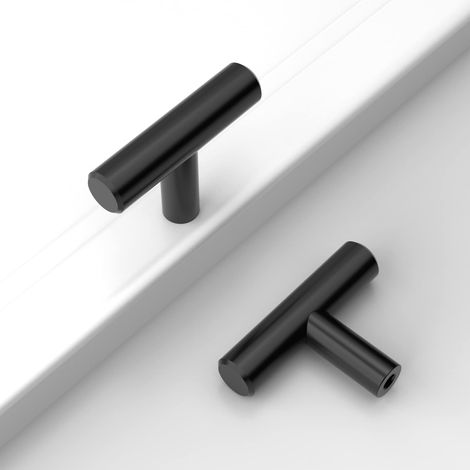 Lot de 10 Poignee Meuble noir Bouton de Meuble Noir Boutons de Porte pour Placards Acier Inoxydable Bouton Porte Cuisine Boutons de Placard (1/5)