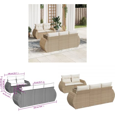 Salon de jardin avec coussins 6 pcs beige résine tressée - Ensemble Salon De Jardin - Meuble De Jardin - Salon De Jardin Design - Mobilier De Jardin - Fauteuil De Jardin - Home & Living (1/3)