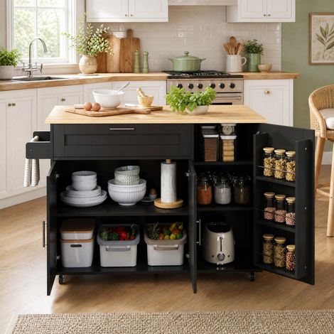 Mobile cucina mobile 132,5 x 44(70) x 90 cm con piano ribaltabile HAVRYA (1/5)