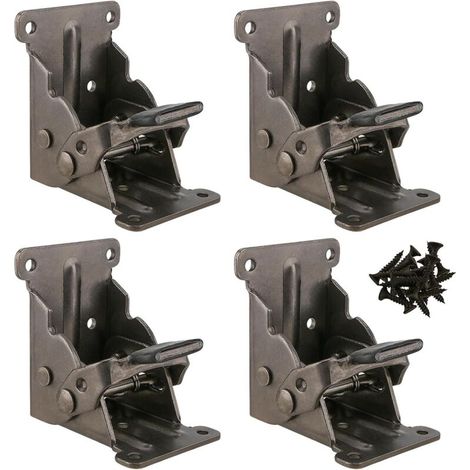 Lntyq Lot de 4 pieds de charnières pliantes, table à charnières pliantes 0 à 90 ° - Auto-verrouillage - Pieds de table avec vis -Pour pieds de table, pieds, établi