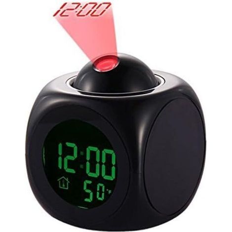 Horloge Digitale de Projection Réveil Silencieux LED Reveille-matin avec Fonction Snooze, 12/24h, Annonce de l'heure, Haut-parleur Intégré, Température et Retroéclairage (1/4)
