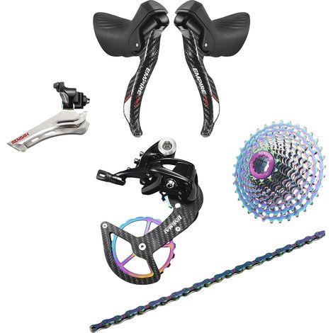 Gruppo, costruzione in fibra di carbonio, compatibilità a 12 velocità, 2x12, colore carbonio, 32T-a (1/2)
