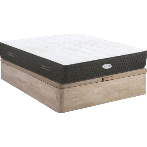 Set 160 x 200 cm rete contenitore naturale chiaro + materasso a molle insacchettate e fibre di Kapok sp.31cm - SOREMA di NATUREA (1/5)