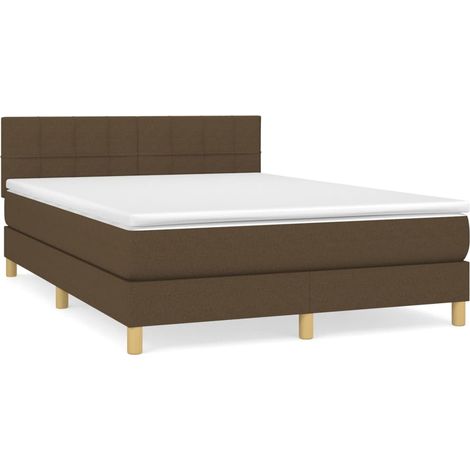 Maison Exclusive - Cama box spring con colchón tela marrón oscuro (1/5)