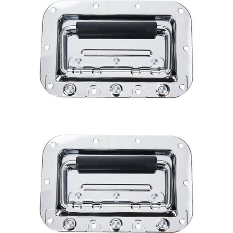 Maniglia a molla incassata, 6,3 x 4,2 pollici, per armadi, cassette degli attrezzi, mobili aeronautici, argento, 2 pezzi (1/5)