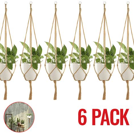 6Pcs Macramé Suspension Plante Vintage Panier Corde Support Intérieur Extérieur