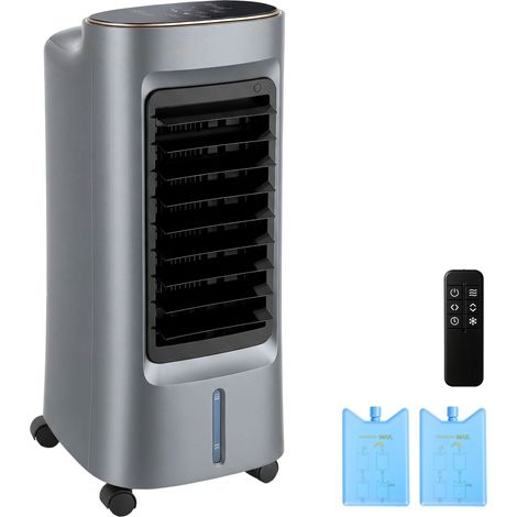 Refroidisseur d’air mobile 4 en 1, humidificateur et purificateur, ventilateur, oscillation 90°, 3 vitesses, 3 modes, gris (1/5)