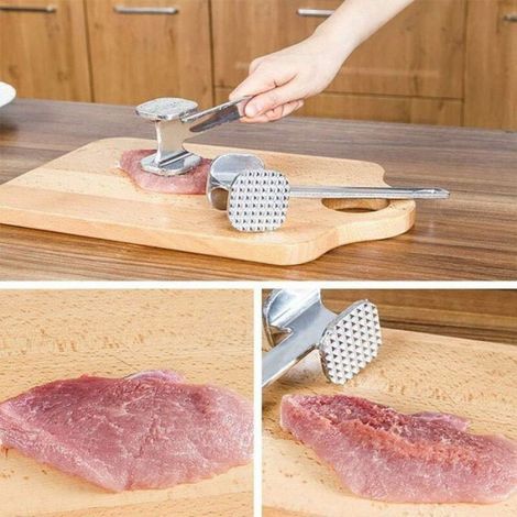 Attendrisseur de viande Marteau à double face à pointes Surface plate Poulet Viande Pilon Maillet Outil de cuisine pour steak Poule (1/4)