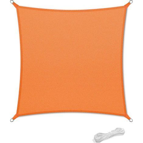 Voile d'ombrage carrée 2x2m imperméable orange pour patio et terrasse - Protection solaire 90% UV (1/5)