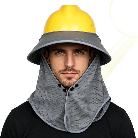 Visière solaire pour casque de chantier - Maille respirante, ajustable et résistante aux UV Protection de nuque pour casque de chantier extérieur - Idéal pour le travail en été, le vélo, la pêche et (1/5)