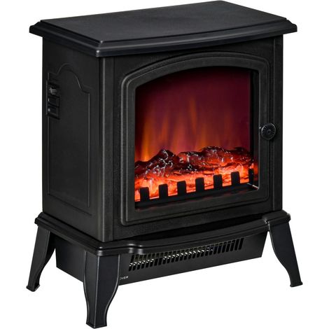 Cheminées électriques Effet flammes LED-2000W-Protection surchauffe-Métal noir-58 x 60 x 180 (cm) (1/5)
