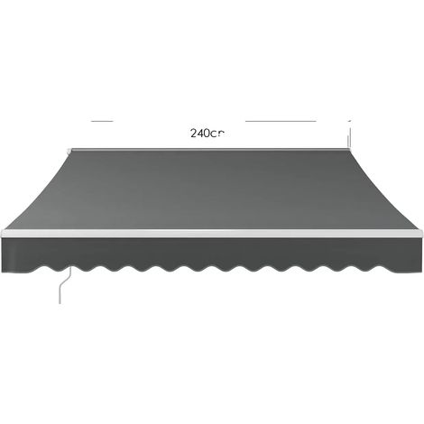 Toldo, accionamiento manual, tejido resistente a los rayos UV, 250 x 200 cm (gris) (1/2)