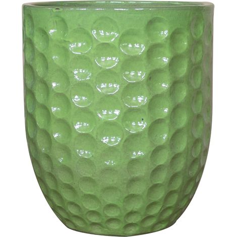 Provencelia Merovee 42x55cm, pot grande taille d'extérieur fait main en terre cuite émaillée, résistant au gel, vert olive (1/5)