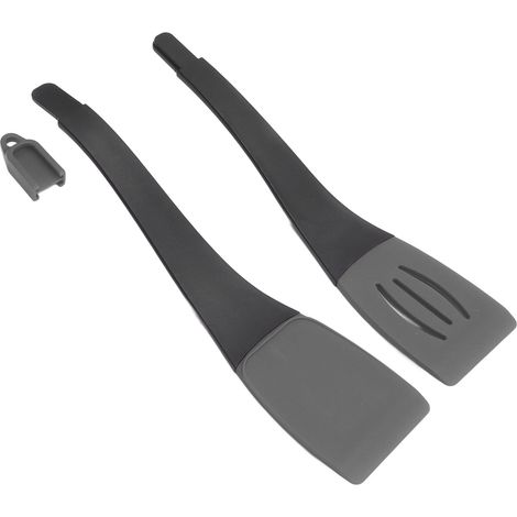 Pince de cuisine 3 en 1 avec verrouillage pour grillades, embouts en silicone résistants à la chaleur, pour maison et restaurant, gris et noir (1/5)