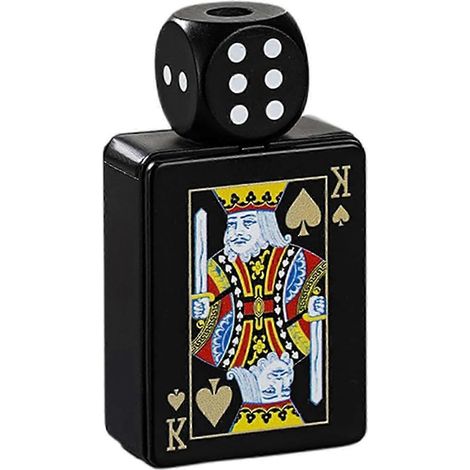 Briquet à jet rechargeable en forme de carte à jouer avec dé rotatif – idéal pour les collectionneurs. Noir K (1/5)