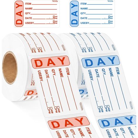 2pcs Food Date Labels, 1000 Labels, 57.5cm, Writable Food Stickers Roll, Stable Adhesive, Freezer Safe for Restaurants and Professional Kitchens (1/5)
