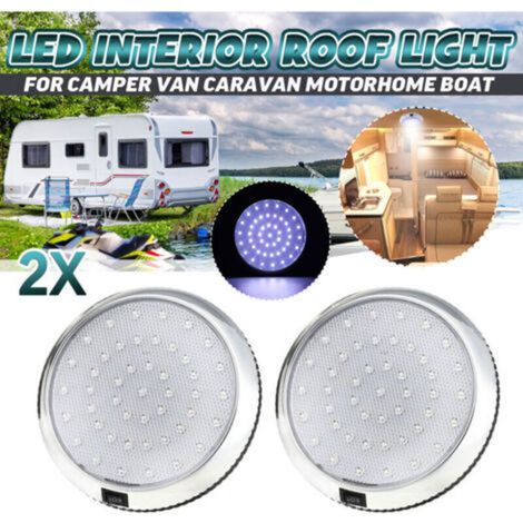 Éclairage intérieur de camping-car 12 V LED - Interrupteur marche/arrêt pour camping-car, caravane, camping-car, bateau, blanc froid, surface chromée (1/4)
