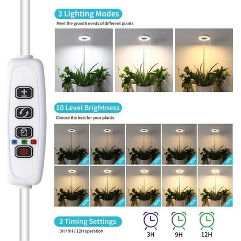 Lampe de Croissance à Trois Têtes 3,5 Pouces Rouge et Bleu 15W Réglable pour Plantes d'Intérieur (1/5)