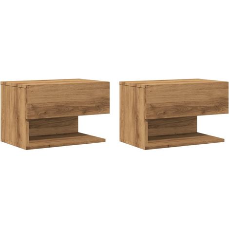 Juego de 2 mesitas de noche de pared con cajón y estante 46 x 29,5 x 30 cm en madera de ingeniería DEC036038