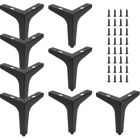 Verstellbare Möbelfüße, 8er-Pack, 15 cm, dreieckig, schwarz, inklusive Schrauben, für Tisch, Sofa, Bett – 15,24 x 12,7 cm – Schwarz