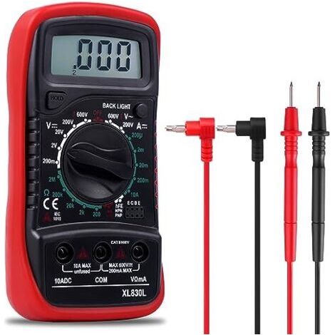 Multimètre Numérique Portable, Testeur Électrique avec écran LCD et rétroéclairage bleu,Mesure La Tension CA/CC, Ohmmètre, Courant CC, Résistance, Continuité, Diode, batterie ne comprend pas - (1/5)