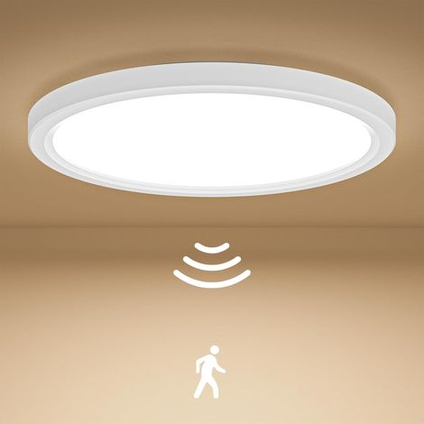 Plafonnier LED avec détecteur de mouvement, 18 W, 4000 K, 1800 lm, 23 cm, idéal pour couloir, escalier ou garage [Classe énergétique E] (1/5)