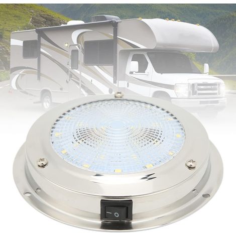 Plafonnier LED DC12 à 24 V - Plafonnier dôme - Étanche IP65 - Boîtier en acier inoxydable - Lumières de cabine de camping-car pour caravane, yacht, cabine, lampe de courtoisie marine (1/5)