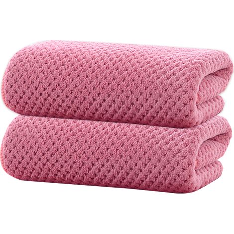 Serviettes de bain extra-larges (70 x 140 cm), ultra-douces et très absorbantes (grises, lot de 2), rose orangé (1/4)