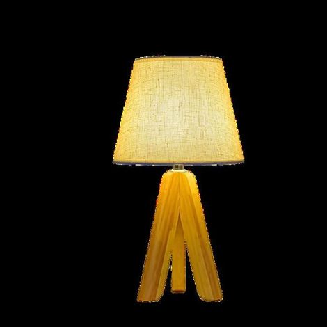 Lampe de table, de chevet ou de bureau avec base en résine et abat-jour en tissu. Douille E14. Style moderne et vintage pour chambre ou salon. (1/5)