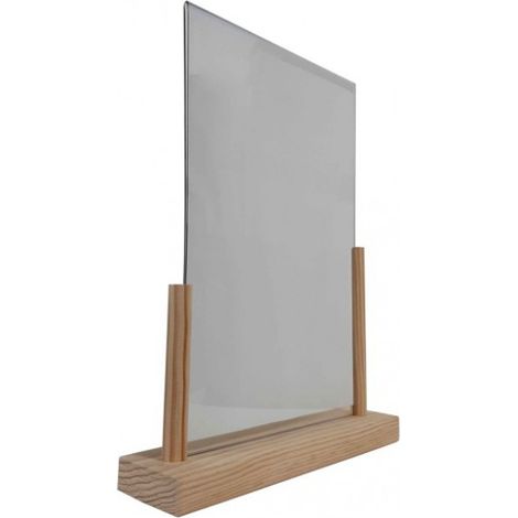 Porte menu de table en bois brut avec avec plexi format A4 - Fabrication française