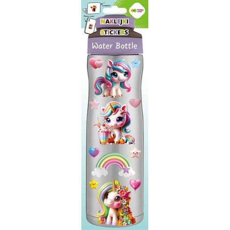 Adesivi per bottiglie d'acqua con unicorni, 83x286, colori allegri