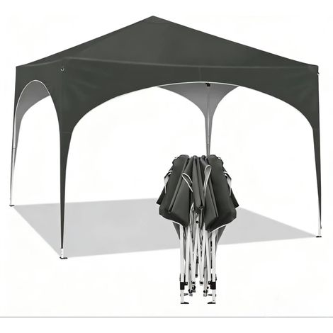 Gazebo pieghevole da giardino 3 x 3 m grigio con struttura metallica e tetto Oxford 210D (1/5)
