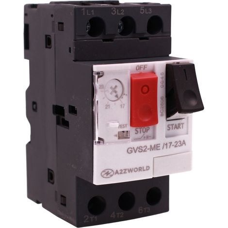 A2ZWORLD Salvamotore Interruttore Termico di Protezione Motore, 3P 2.5M Regolabile AC 590V Monofase e Trifase IP20 (17-23A)
