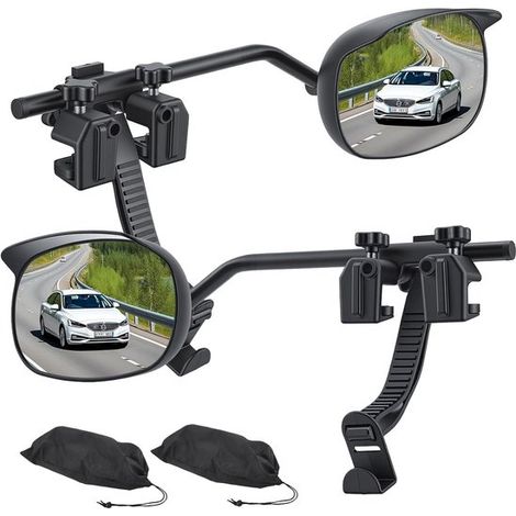 Specchietto retrovisore per caravan, 2 pezzi, specchietto esterno universale, per caravan, specchietto per rimorchio con protezione antipioggia, parasole, specchietto aggiuntivo per caravan, camper, p (1/5)