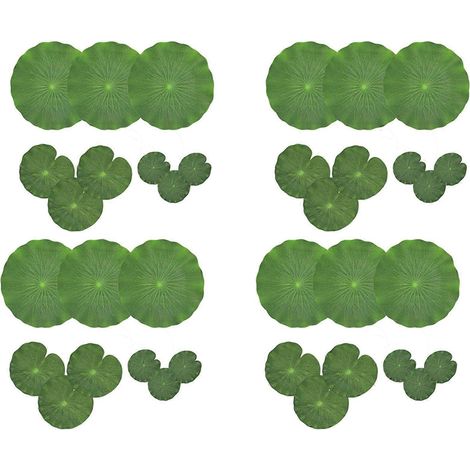 Lot de 36 décorations artificielles en mousse flottante en forme de feuilles de lotus, vertes, parfaites pour les patios, les bassins à carpes koï et les piscines. (1/5)