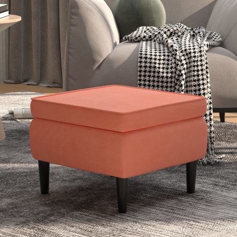 Repose-pied, Tabouret Bas Pouf, Tabouret avec pieds pour Salon ou Chambre en bois Rose Velours HAV9065 (1/5)