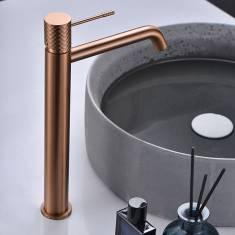 Imex - Grifo Monomando Lavabo Caño Alto Oro Rosa Serie Génova (1/4)