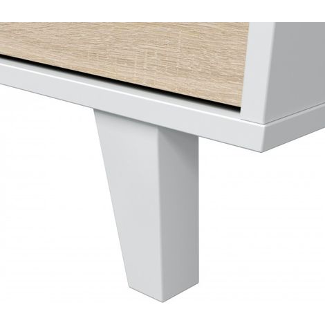 Buffet 154x41x75 cm blanc brillant et chêne canadien avec 3 portes – Pisa