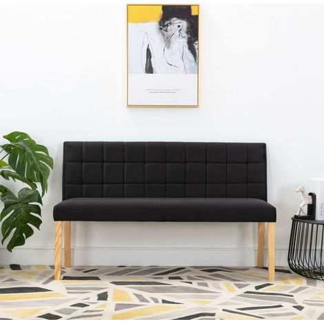 Banc 140 cm Banc de jardin Banc de table de séjour Noir Velours 16102 (1/5)