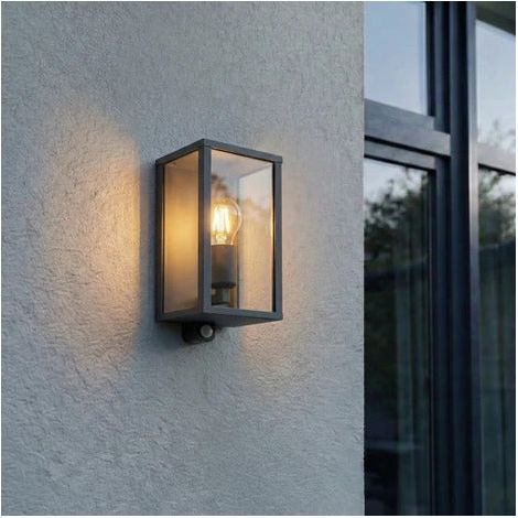 [GEBRAUCHT] B-Ware Peldar Außenwandlampe Gartenlampe anthrazit klar Sensor IP44 26cm Wandleuchte (1/2)