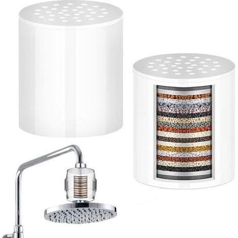 2er-Pack Universal-Duschfilter mit 20 Filterstufen – Wasserenthärter – Entfernt Chlor, Schwermetalle, Eisen und Sedimente – Hocheffizienter Wasserenthärter (1/3)
