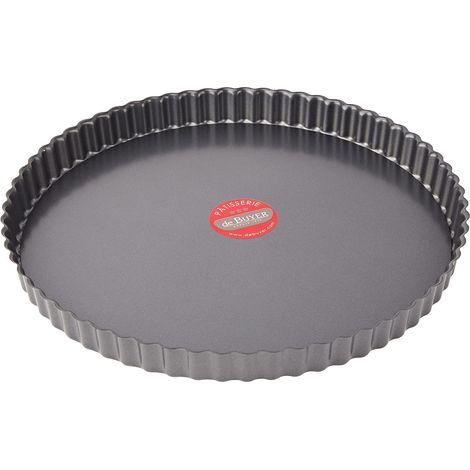 1 Moule à tarte rond, fond amovible, acier antiadhésif, bord cannelé, cuisson four, pâtisserie maison (1/5)