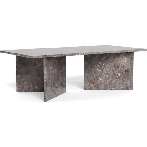 Mesa de centro Norsica 957, Marrón oscuro, 42x70x140cm, Diámetro: 0, Mármol, Angular (1/5)