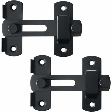 Loquet et targette,Verrou de Porte Coulissante Serrure de Porte Loquet à Bascule Boulon de Verrouillage de Boucle avec Vis pour Porte, Fenêtre, Placard et Jardin, Noir Mat en Acier Inoxydable, 2 Pcs