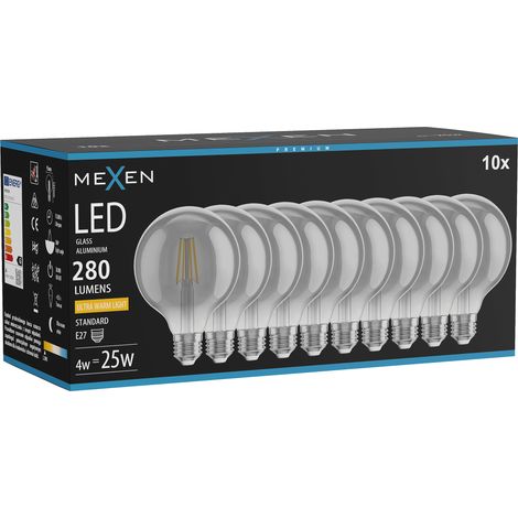 Mexen Vintis 10x Ampoule filament LED E27, G95, 4W, Chaud - 2200K, 280 lm, fumée - L157-E27-0422-70x10 (1/5)