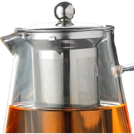 Théière en verre de 1300 ml, résistante à la chaleur, avec poignée ergonomique transparente, idéale pour le thé en vrac et le thé fleuri. (1/5)
